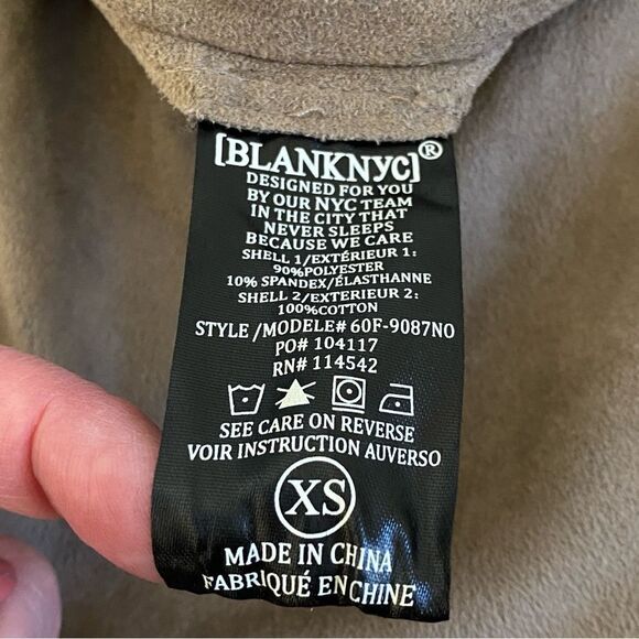 Blank NYC Taupe Faux Leather Suede Open Waterfall Drape Two Way Jacket Sz XS - Picture 12 of 16